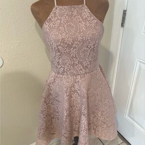 Trac Pink Lace Halter Dress